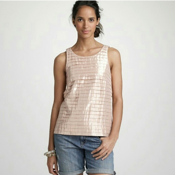 J. Crew Tops - 💰⬇️ J. CREW Metallic Rose Gold pleated Tank. NWOT